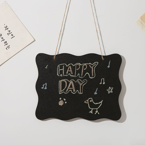 Zakka wooden blackboard, four hanging double-sided message boards, decorative pendants behind wall doors 1357