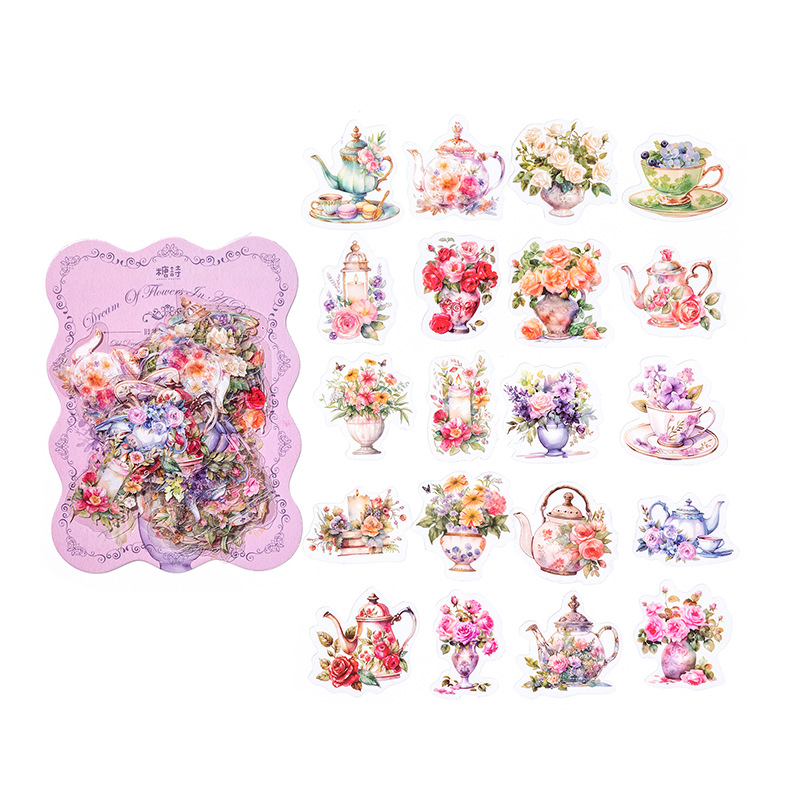 Tangshi paquete pegatina para mascotas viejo sueño caja flor serie vintage Collage material diario 40 unidades en 8 tipos