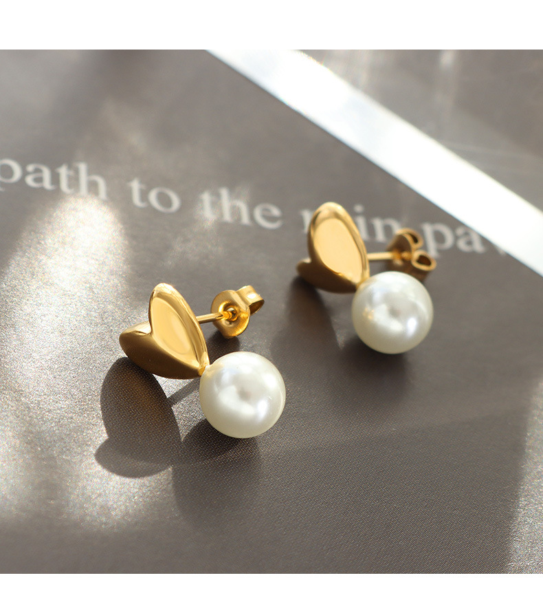 1 Pair Quantity PVD Coated Real Gold Plated 18K Gold Heart Shape 304 Stainless Steel Retro Waterproof Non Tarnish Ear Studs