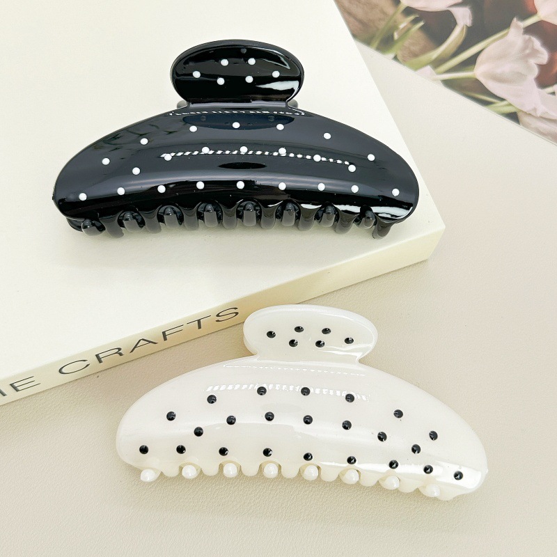 Clip de punto de onda blanco lindo japonés, moda, horquilla grande, horquilla de todo fósforo, pinza de tiburón para niña, accesorios para el cabello