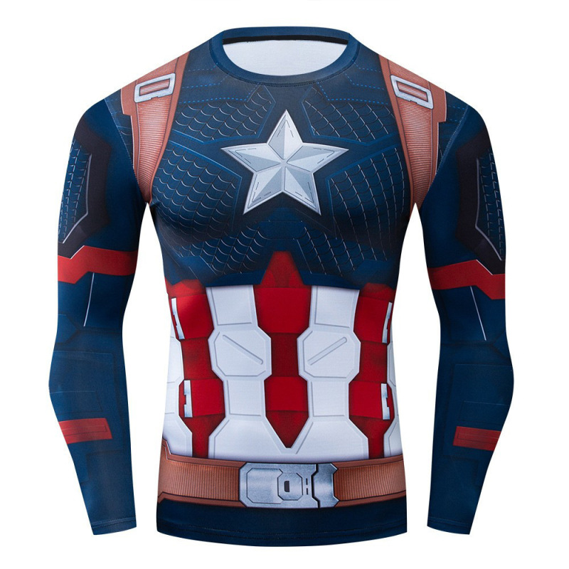 漫威英雄アメリカ隊長服アベンジャーズ4周辺cos同モデル魚鱗戦衣漫威tシャツ|undefined