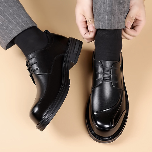 New men's first-layer cowhide business leather shoes for commuting genuine leather large-toe thick-soled men's shoes casual shoes for men on behalf of