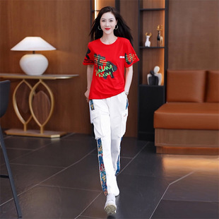 Square Dance Shuffle Costume New Jazz Dance suit Summer New Loose Top Crock Pants Sports Clothing