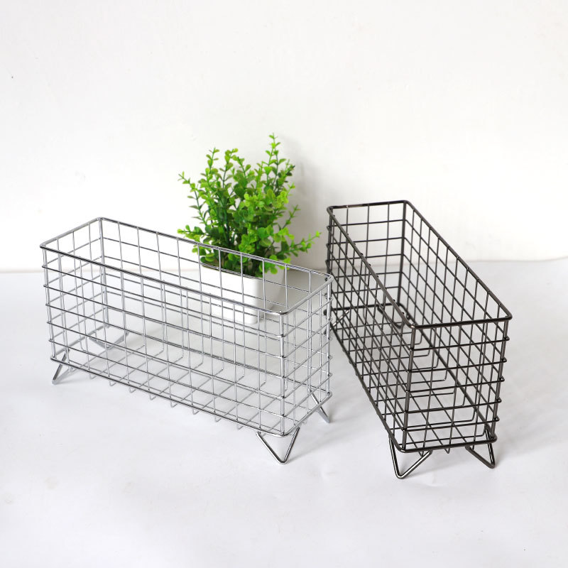 Iron four-legged storage basket rectangular coffee capsule storage basket desktop sundries basket cosmetics storage rack