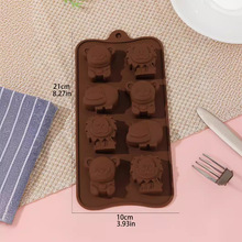硅胶烘焙模具卡通8动物巧克力模哈皮顺道组合小熊家用白凉粉现货