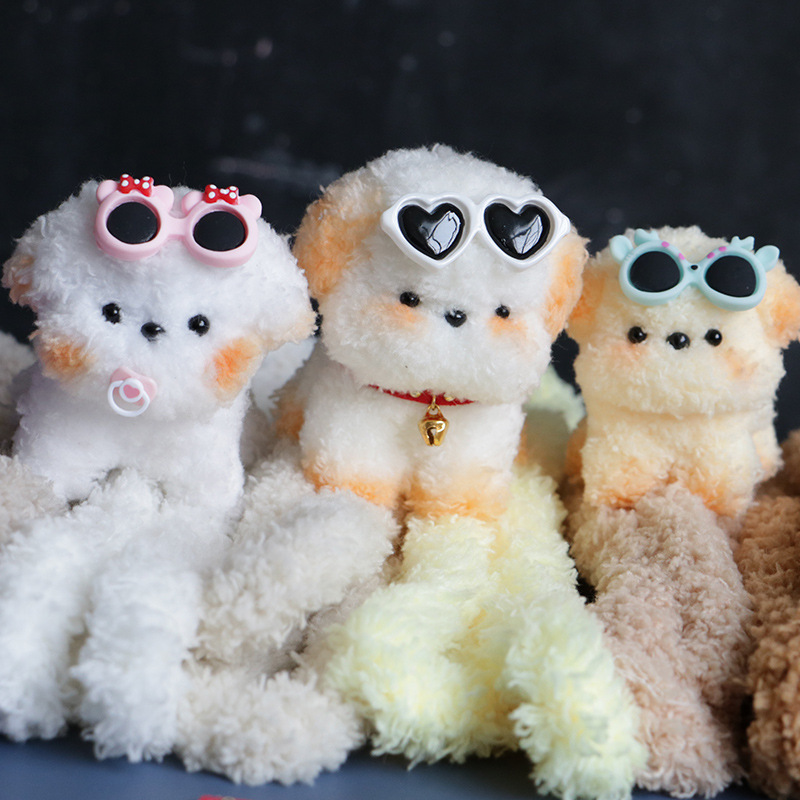 Coral pelusa para niños torsión palo perrito conjunto de muñeca de lana hecha a mano diy material paquete para principiantes muñeca juguete