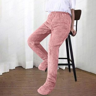 New Open Pajama Pants Warm Plush Thickened fleece-lined Adult Long Cold-proof Windproof Breathable Insulation Coral Fleece Pants