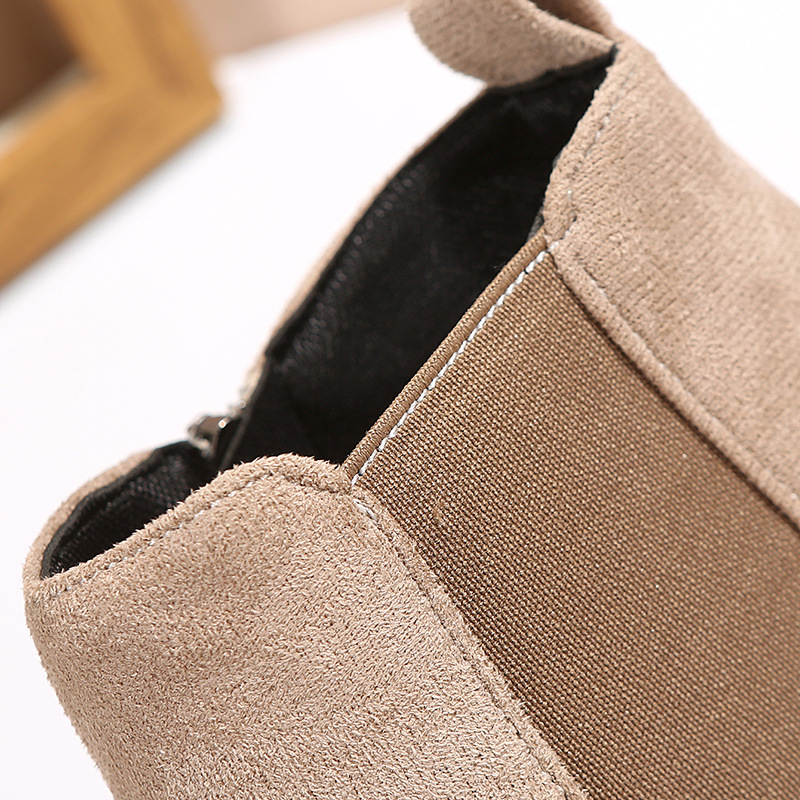 Title 13, Womens pointed suede elastic band, thick heel ...