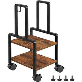 亚马逊木制电脑主机架置地式木制主机支架双层木制电脑主机底座厂