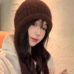 日系复古卷边针织帽女秋冬大头围显脸小百搭保暖护耳绑带毛线帽子