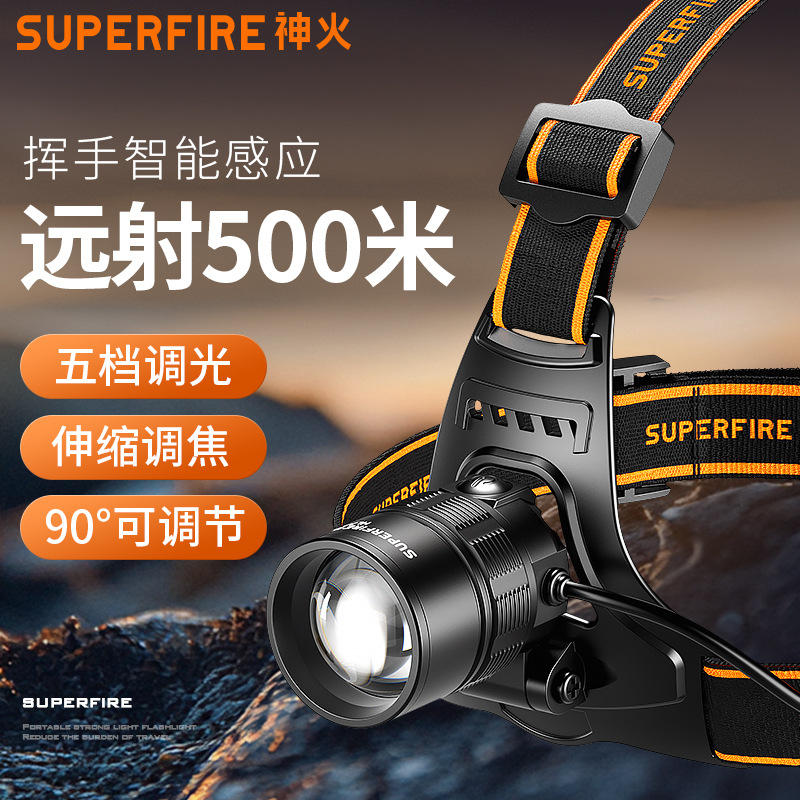 Shenhua al aire libre zoom aleación de aluminio farol multifuncional carga inducción muestrada en la cabeza luz de pesca nocturna farol de carrera nocturna