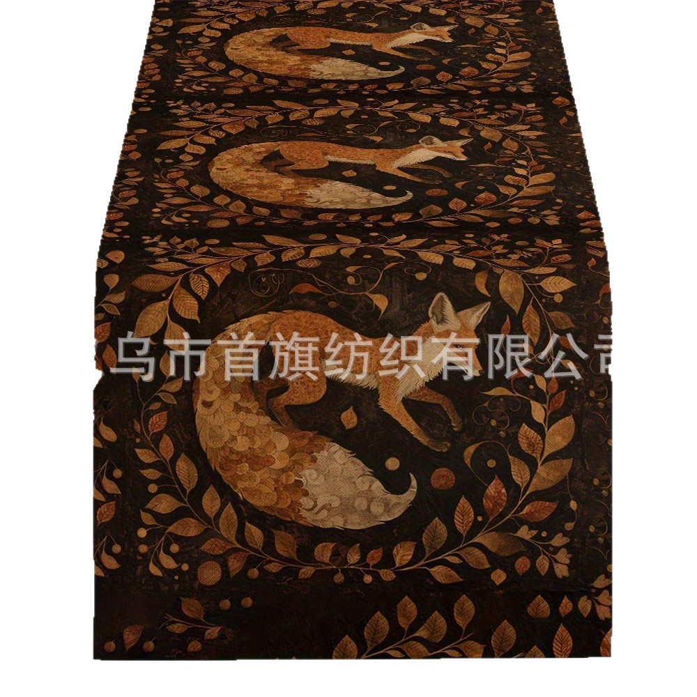 Otoño Día de Acción de Gracias bandera de mesa girasol de pino de hoja de pino decoración de bandera de mesa de acoplamiento profesional transfronteriza venta directa de fabricantes
