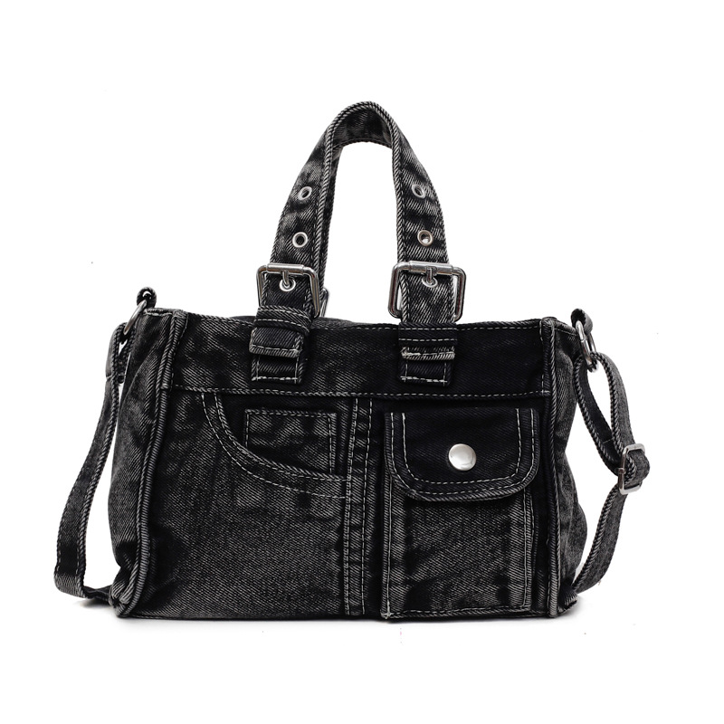 Bolso de mano de jeans retrógrado francés para mujeres nueva alta calidad de alta capacidad para hacer la vieja textura mochila de hombro