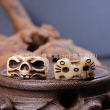 驼骨做旧猫咪怪兽跑环DIY配件手工编织手绳项链文玩佛珠手串批发