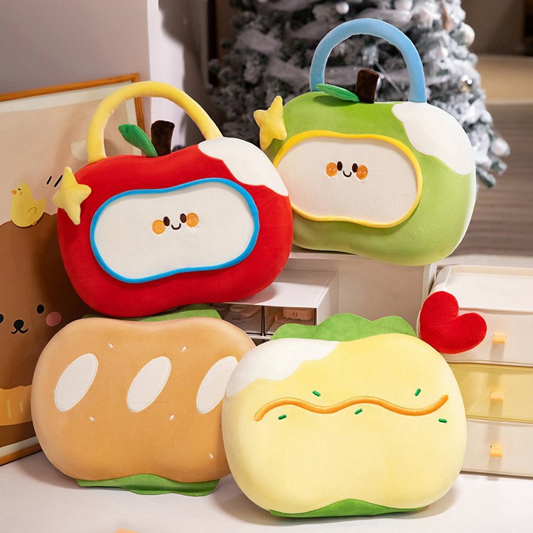 Creativo y lindo bolso de mano de manzana almohada de doble uso almohada dormitorio almohada cubierta de aire acondicionado edredón