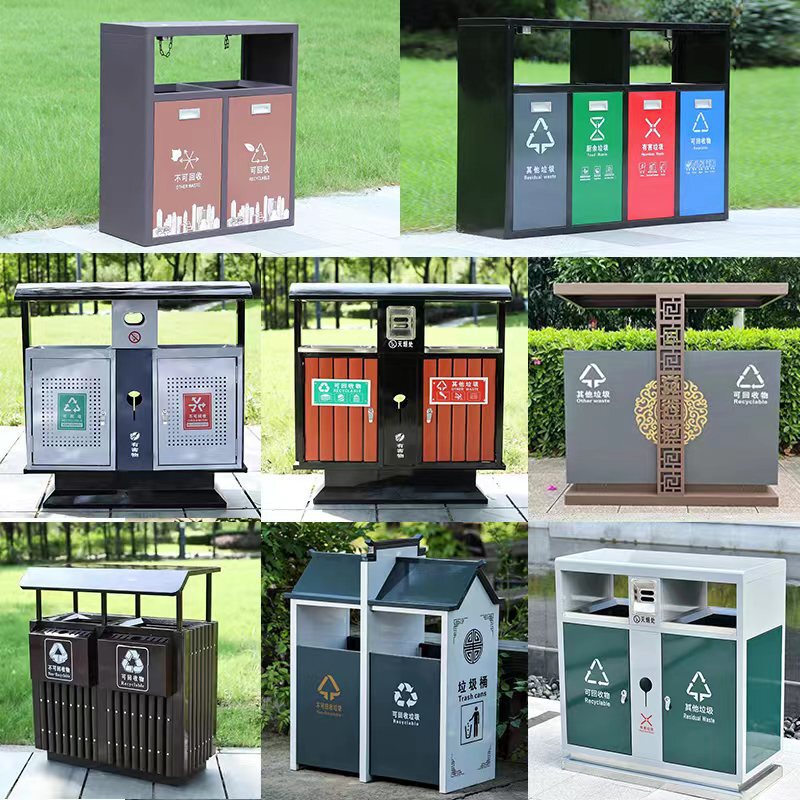 Factory outdoor trash can stainless steel three or four classification iron firm intelligent outdoor double sanitation creative municipal