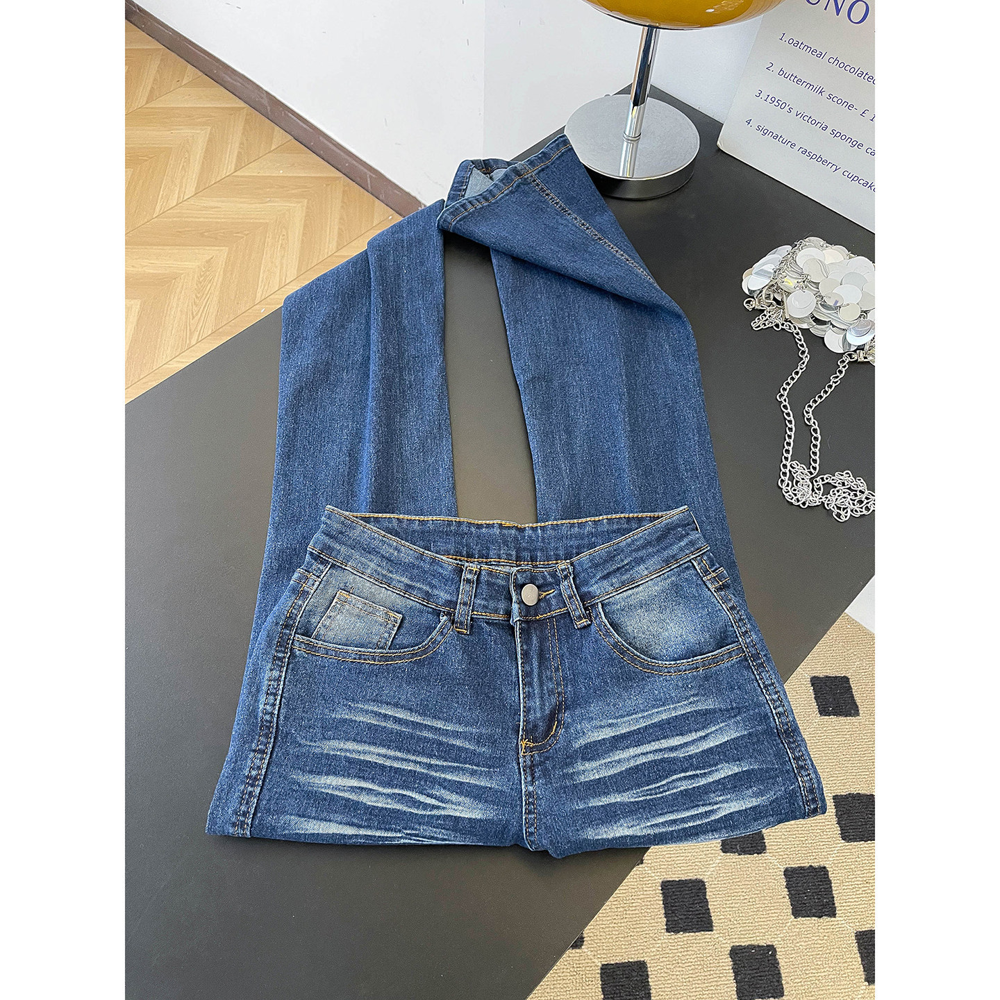 Women's Low Rise Straight Leg Jeans Embroidered Spicy Style Casual Trousers Spring Fashion With Pockets Slightly Flared Floor-Length_ecoleips.com