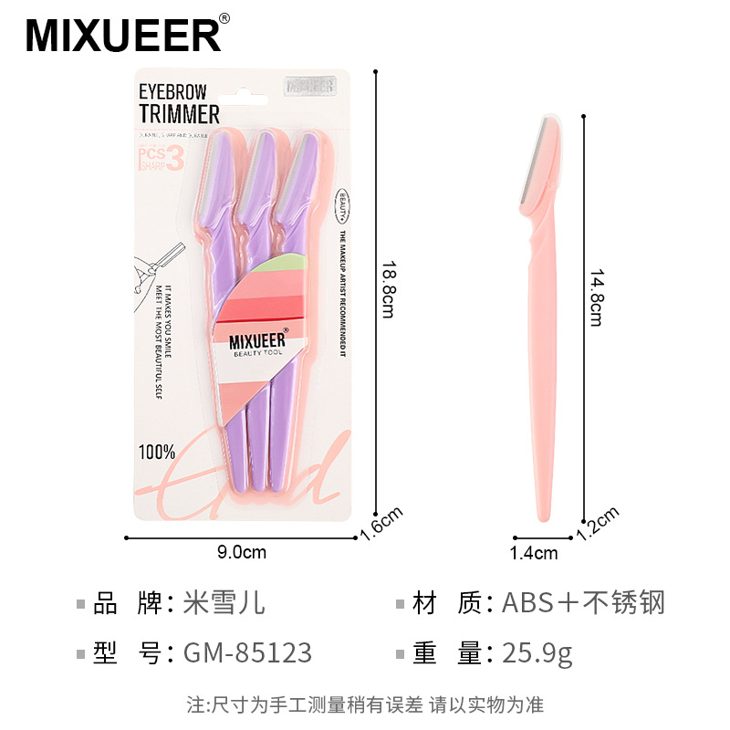 Juego de 3 piezas para recortar cejas, cuchillas de acero inoxidable, depiladora de cejas para mujer, rasuradora, herramientas de belleza, venta al por mayor