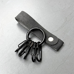 Niche personality metal keychain men's wholesale vintage leather key buckle set rope D chain key ring hanging X20