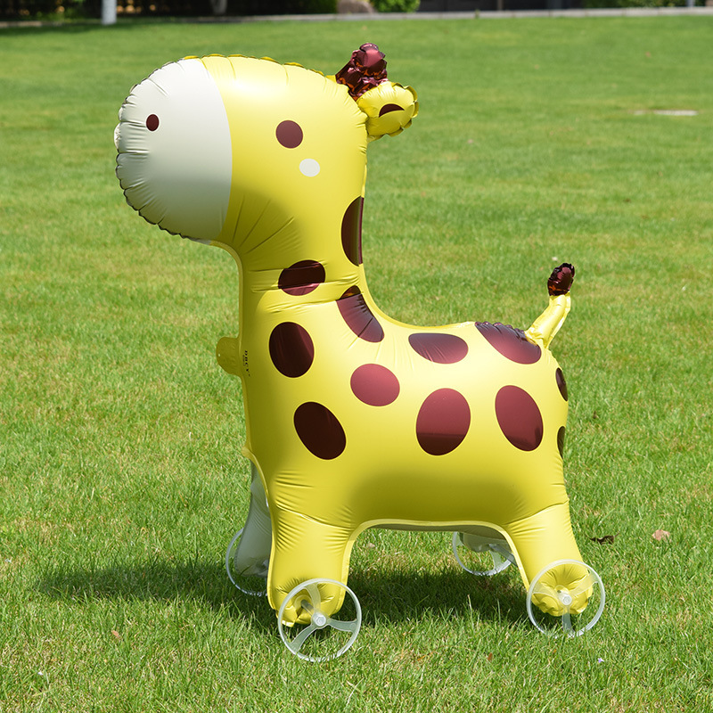 바퀴 달린 풍선 (노란색 기린) OPP 봉투 포장