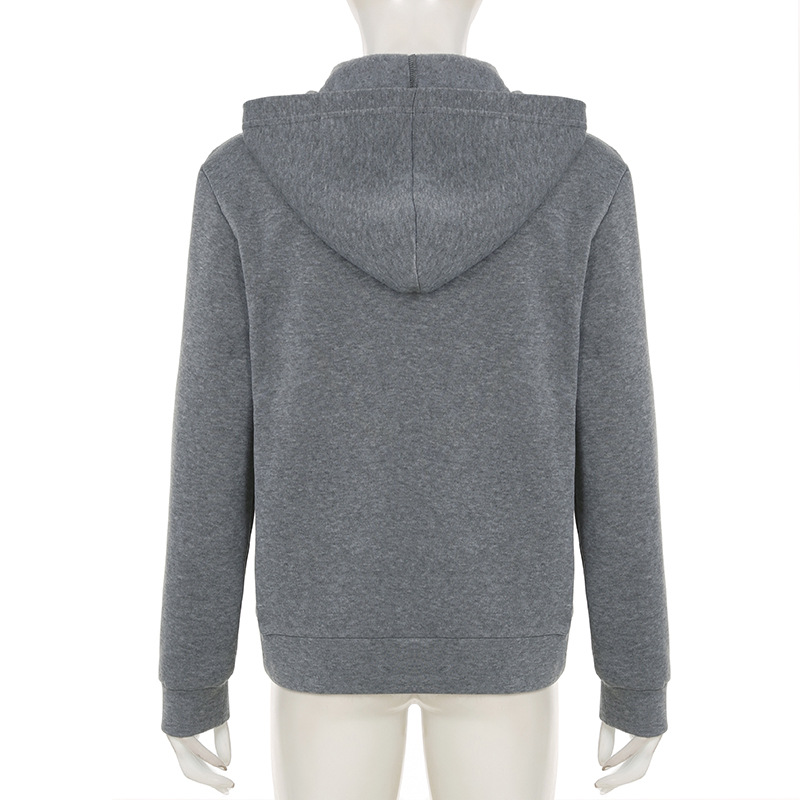 Culture Chain Bone Print Loose Hooded Sweatshirt Sexy Street Niche Casual Zipper Thin Coat