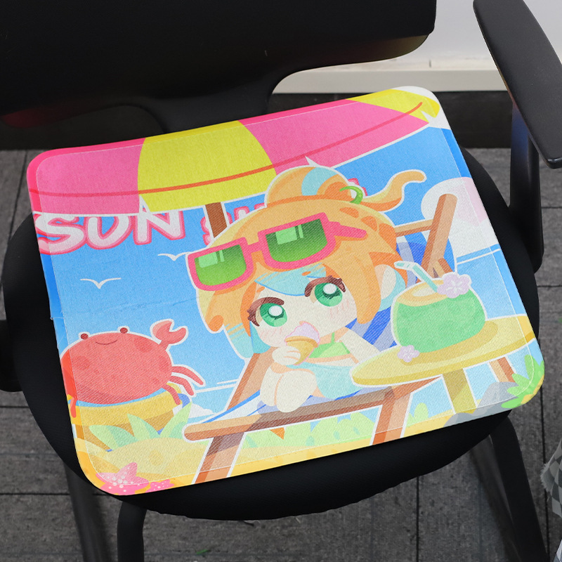 Cartoon animation printing chair cushion summer office sedentary ice silk cushion breathable cold sense non-slip cushion wholesale