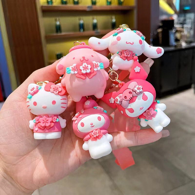 Sakura Sanrio Keychain Pendant Student School Bag Pendant Keychain Arcade Small Gift Keychain Customization