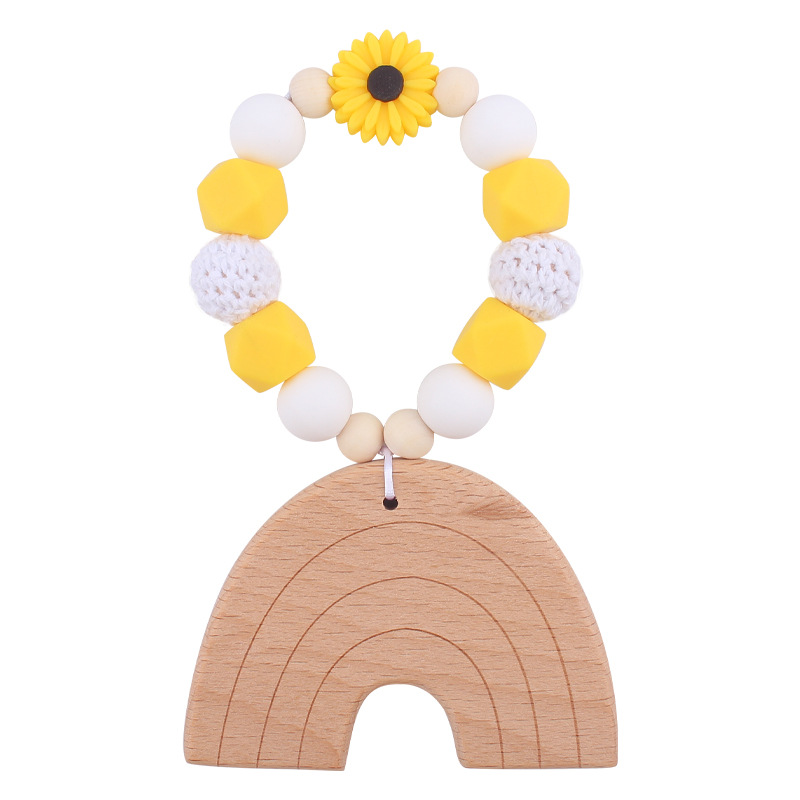 Nuevo bebé suministros dibujos animados Arco Iris haya mordedor creativo DIY bebé mordedura teether pulsera juguete
