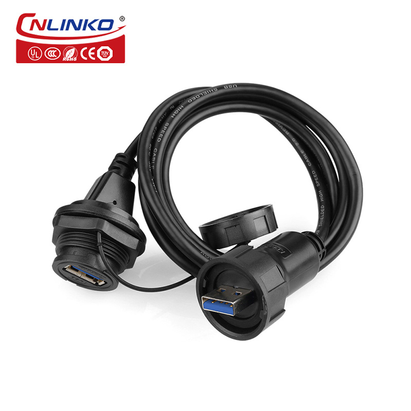 USB 3.0 Waterproof Data Connector Panel-Mount Aviation Connector Waterproof Socket Waterproof Male/Female Connector