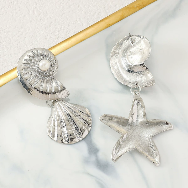 Silver Single Pearl Geometric