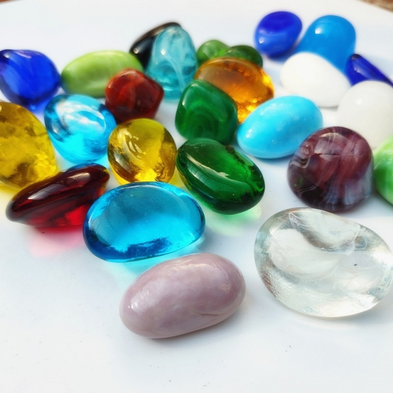 Juguetes de masaje de piedras de vidrio coloridas DIY decoración chimenea acuario de peces jarrón paisaje piedra colorida
