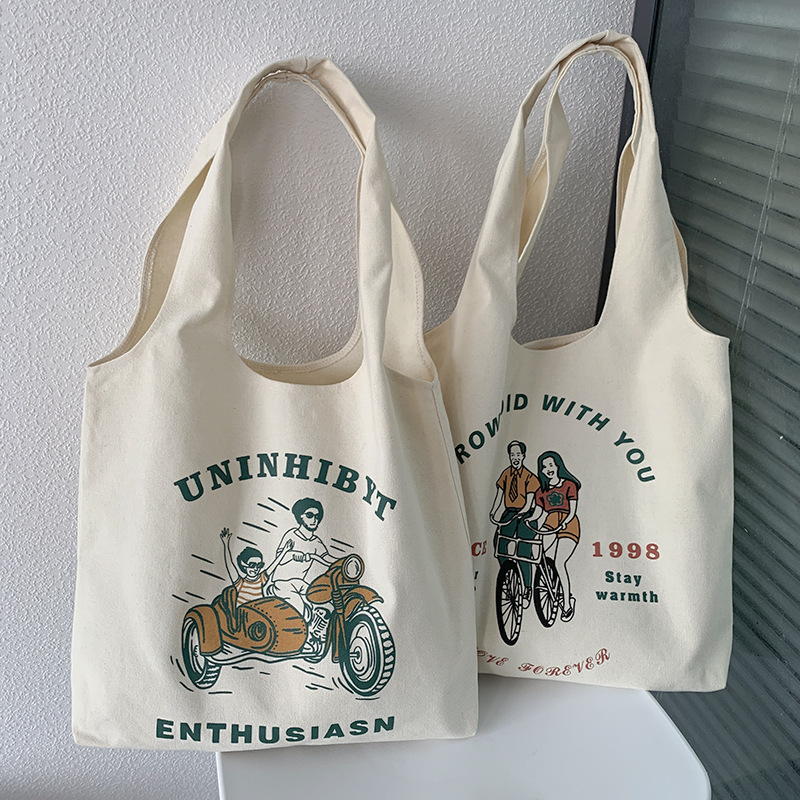 Nueva bolsa de lona de las mujeres de verano nicho de arte suplemento auto-estudio de viaje de gran capacidad de la clase de estudiante bolsa de libros de lona image 5