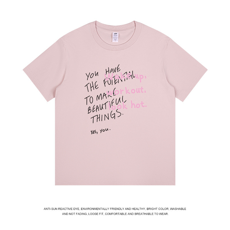メンズストリートファッションレタープリントTシャツ半袖メンズラウンドネックニッチデザイントレンドTシャツカジュアルで万能なトップス|undefined