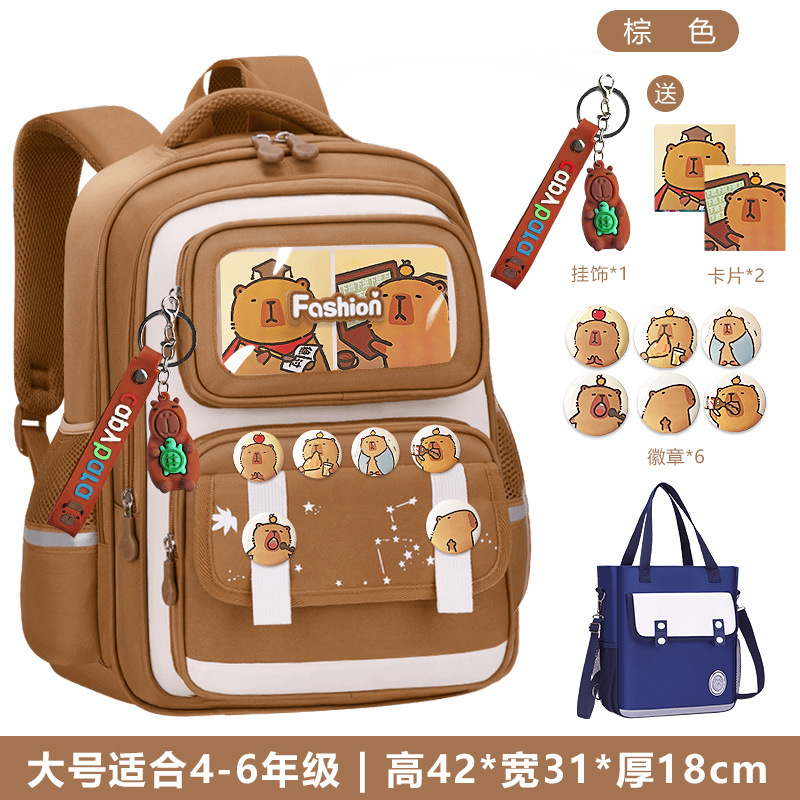 Nueva mochila escolar para niños Capibara para estudiantes de primaria, niños y niñas, grados 1,23 a 6, mochila de carga de gran capacidad