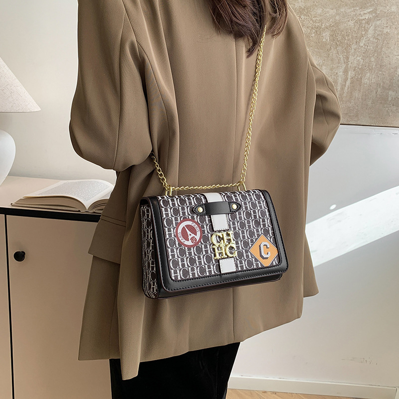 Bolso de Mujer Transfronterizo, Nuevo Modelo 2025, con Estampado de Letras CH, Bolso de Mujer de Alta Gama, Cadena de Moda, Bolso Pequeño Cuadrado Cruzado