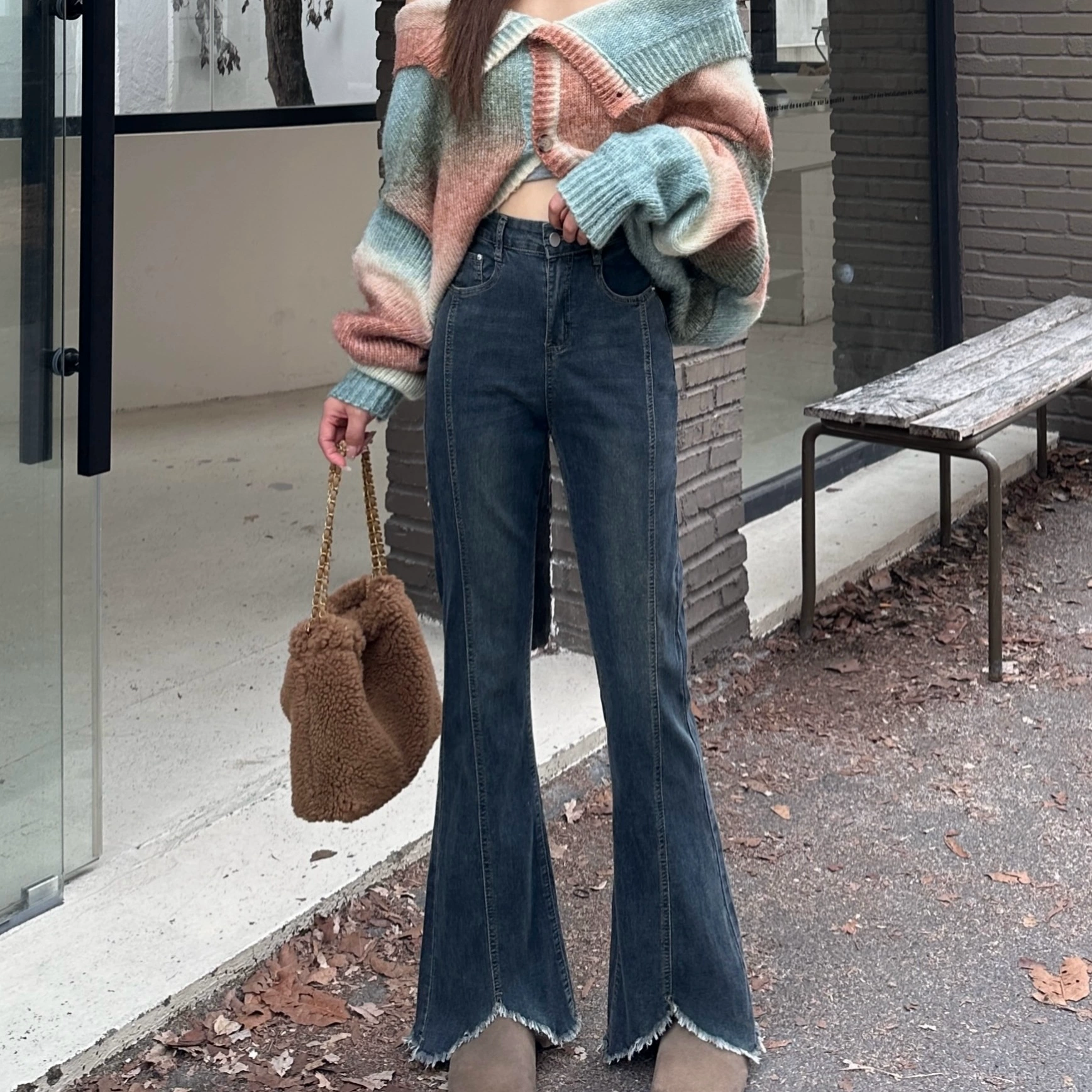 Упругая толстая сестра узкая версия джинсов микро-ла