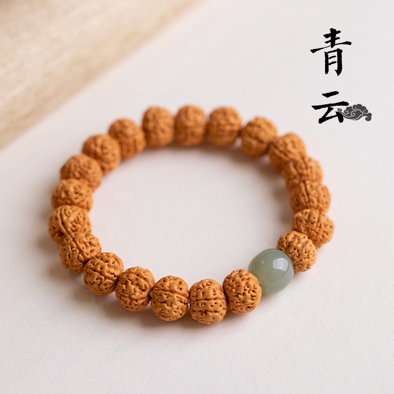 Indonesia Double Dragon Pattern Small King Kong Bodhi Bracelet Single Circle Men's Cultural Play Buddha Bead Bracelet Women's Couple's Vintage Bracelet