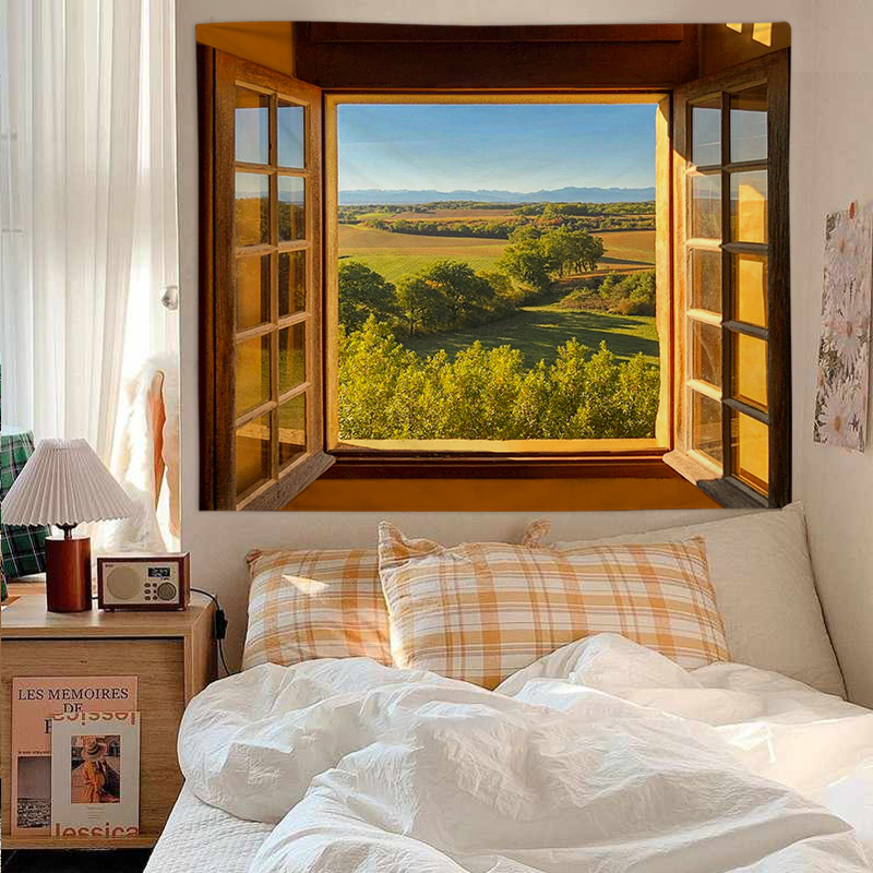 창 풍경 매달려 천 배경 천으로 침실 머리맡 장식 벽 천으로 기숙사 태피스트리 INS 방 캔버스 다시 왕 진