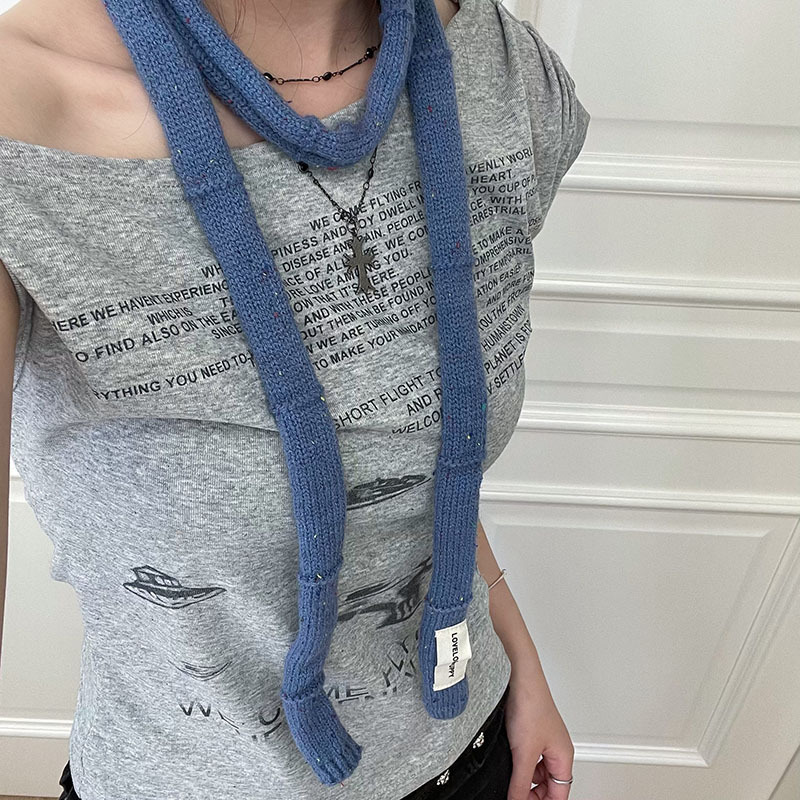 美式文艺条纹甜辣风街头小细条时髦个性气质围巾女秋冬氛围感搭配|undefined