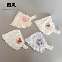 嬰兒囟門帽子夏季薄款女寶寶護囟門小花空頂帽女嬰初生胎帽夏天