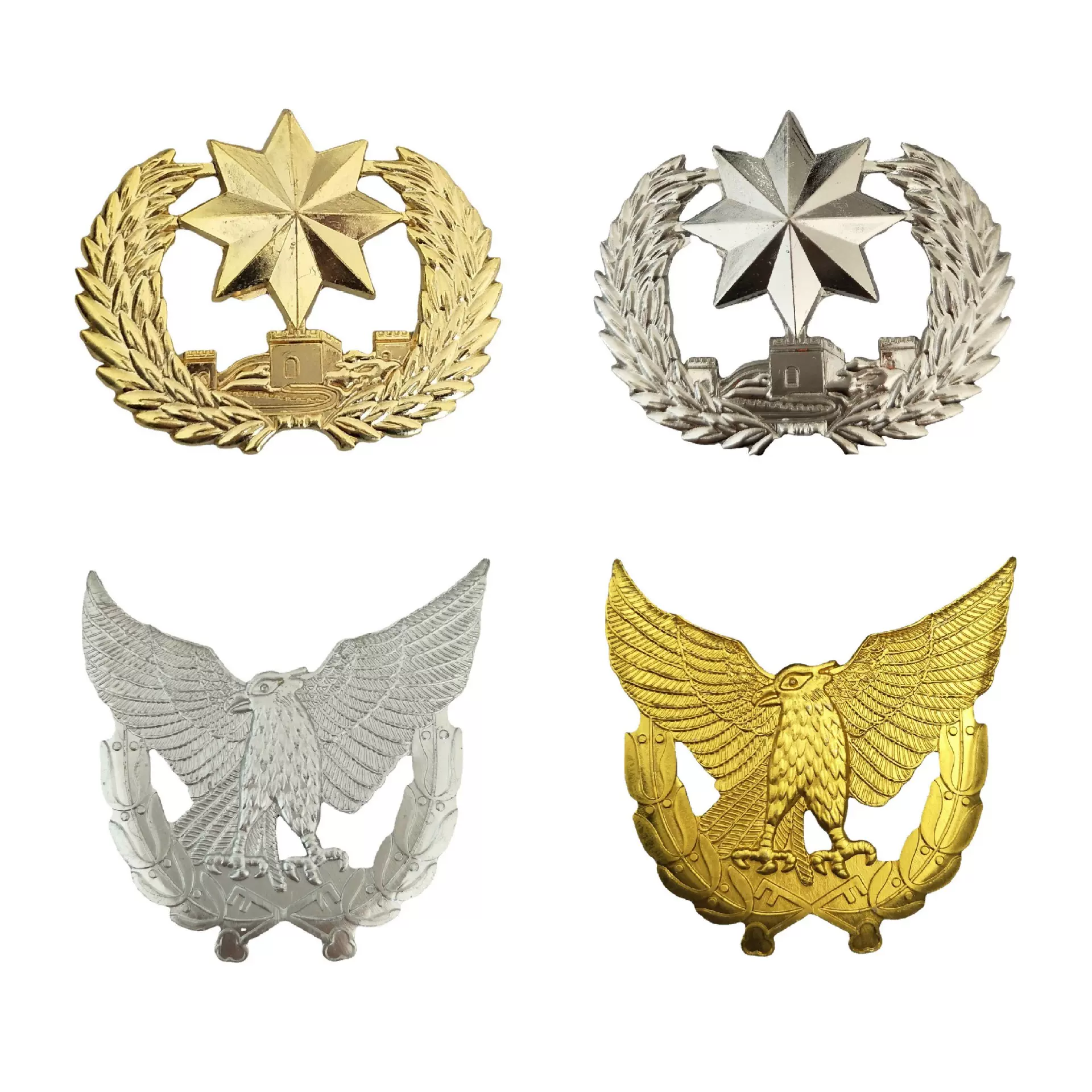 大盖帽徽 金属 胸花八角星保安徽章 各式配饰徽章造型镀金