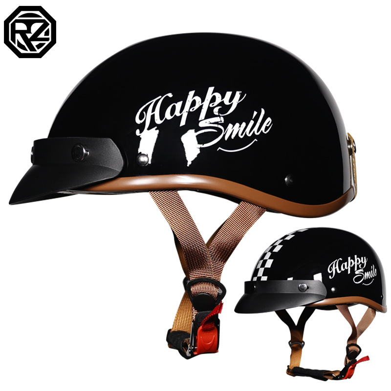 Casco de motocicleta, gorra de motocicleta retro, medio casco, casco de seguridad para vehículos eléctricos para hombres y mujeres, casco con visera, para todas las estaciones