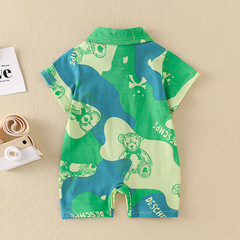 寶寶夏裝夏季短袖薄款哈衣超洋氣新生兒連體衣超萌嬰兒服外出服
