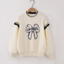 初中学生女孩洋气卫衣女大童12-17岁春秋装学院假两件无帽上衣潮