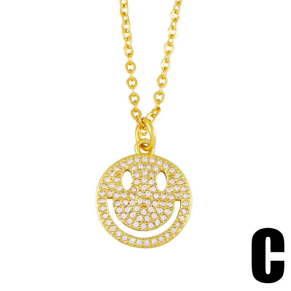 new diamond smiley face necklace niche design sense clavicle chain sweater chain