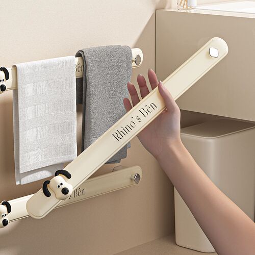 Punch-free towel rack & towel bar for bathroom, toilet, and shower—also doubles as a slippers organizer and wall-mounted storage shelf.