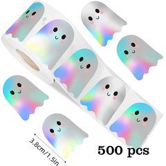 熱い販売ホログラフィックレーザーハロウィン特殊形状ゴースト落書きステッカーお祝いパーティーシール装飾ステッカー 3.8 センチメートル