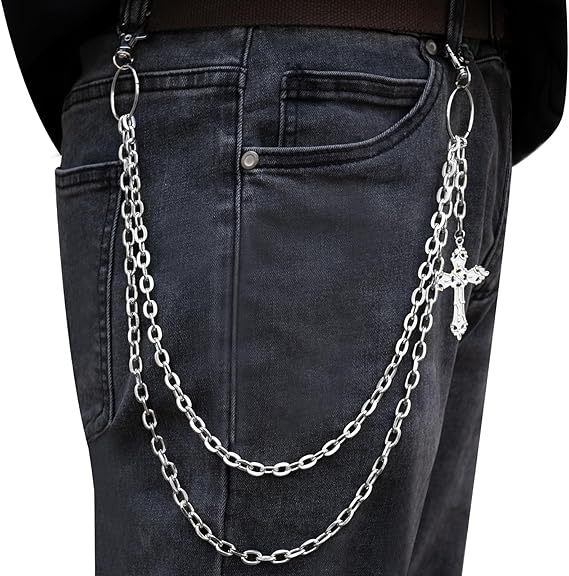Hot-Selling Trendy Double-Layer Cross Pendant Versatile Hip-Hop High-End Men's Pants Chain_voghion.com