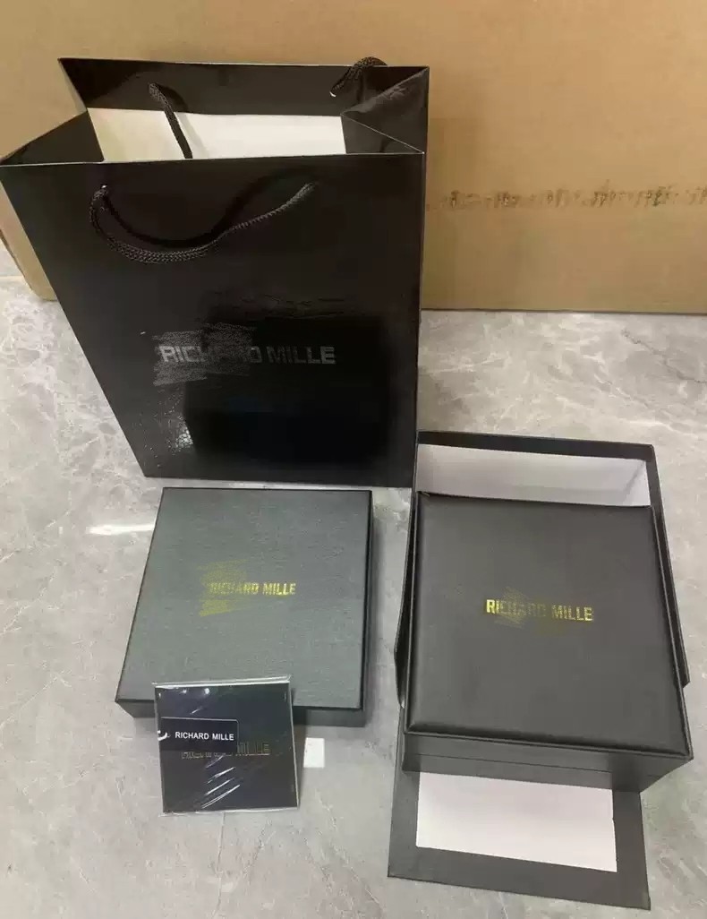 Richard Watch Storage Box Rm Richard Mi Le Packaging Box Black Leather Watch Box Gift Bag Instruction Manual Complete Set