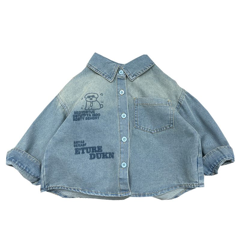 Thin shirt for boys, spring children's jacket, gradient, western style